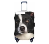 FHEBNDS Housse de bagage Border Collie lavable approuvée par la TSA en élasthanne élastique anti-rayures pour bagages de voyage de 45,7 à 81,3 cm, Noir , S