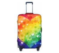 FHEBNDS Housse de bagage colorée arc-en-ciel en forme de cœur - Lavable - Approuvé par la TSA - Élastique - En élasthanne - Anti-rayures - Convient aux bagages de 45,7 à 81,3 cm, Noir , M