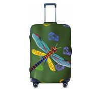 FHEBNDS Housse de bagage colorée en forme de libellule lavable approuvée par la TSA en élasthanne élastique et anti-rayures pour bagages de voyage de 45,7 à 81,3 cm, Noir , XL