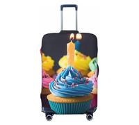 FHEBNDS Housse de bagage colorée Happy Birthday Cupcakes lavable approuvée par la TSA en élasthanne élastique anti-rayures pour bagages de voyage de 45,7 à 81,3 cm, Noir , XL