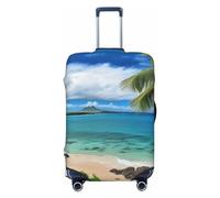 FHEBNDS Housse de bagage de plage motif palmier tropical hawaïen, lavable, approuvée par la TSA en élasthanne, protection anti-rayures, housse de bagage de voyage pour bagages de 45,7 à 81,3 cm, Noir