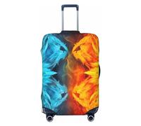 FHEBNDS Housse de bagage Fire vs Ice Art lavable approuvée par la TSA en élasthanne élastique anti-rayures pour bagages de voyage de 45,7 à 81,3 cm, Noir , S