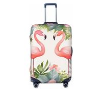FHEBNDS Housse de bagage flamants roses et fleurs - Lavable - Approuvée par la TSA - Élastique - En élasthanne - Anti-rayures - Convient aux bagages de 45,7 à 81,3 cm, Noir , M