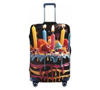 FHEBNDS Housse de bagage Happy Birthday Big Cake lavable approuvée par la TSA en élasthanne élastique anti-rayures pour bagages de voyage de 45,7 à 81,3 cm, Noir , S