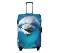 FHEBNDS Housse de bagage lavable en élasthanne avec motif dauphin souriant - Approuvée par la TSA - Protection anti-rayures pour bagages de voyage de 45,7 à 81,3 cm, Noir , L