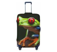 FHEBNDS Housse de bagage lavable en élasthanne avec motif grenouilles aux yeux rouges, approuvée par la TSA, protection anti-rayures, convient aux bagages de voyage de 45,7 à 81,3 cm, Noir , M