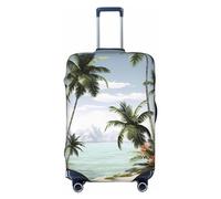 FHEBNDS Housse de bagage lavable en élasthanne avec motif palmiers tropicaux - Approuvé par la TSA - Anti-rayures - Convient aux bagages de 45,7 à 81,3 cm, Noir , M
