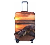 FHEBNDS Housse de bagage lavable en élasthanne avec motif tortue de mer et coucher de soleil - Approuvée par la TSA - Anti-rayures - Convient aux bagages de 45,7 à 81,3 cm, Noir , S