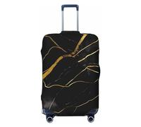 FHEBNDS Housse de bagage lavable en élasthanne avec texture marbre noir et doré - Approuvé par la TSA - Anti-rayures - Convient aux bagages de 45,7 à 81,3 cm, Noir , S