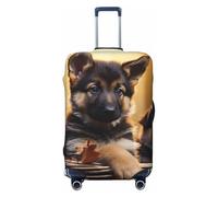 FHEBNDS Housse de bagage lavable en élasthanne pour petit berger allemand - Approuvé par la TSA - Anti-rayures - Pour bagages de 45,7 à 81,3 cm, Noir , S