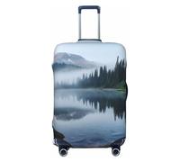 FHEBNDS Housse de bagage lavable Foggy Lake by Mount Rainier - Approuvée par la TSA - Élastique - En élasthanne - Anti-rayures - Convient aux bagages de 45,7 à 81,3 cm, Noir , XL