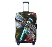 FHEBNDS Housse de bagage libellule bleue lavable approuvée par la TSA en élasthanne élastique protecteur anti-rayures pour bagages de voyage de 45,7 à 81,3 cm, Noir , L