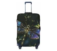 FHEBNDS Housse de bagage libellule lavable approuvée par la TSA en élasthanne élastique anti-rayures pour bagages de voyage de 45,7 à 81,3 cm, Noir , L