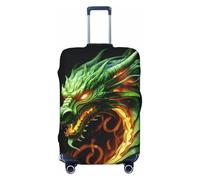 FHEBNDS Housse de bagage motif dragon chinois lavable - Approuvé par la TSA - Élastique en élasthanne - Anti-rayures - Pour bagages de voyage de 45,7 à 81,3 cm, Noir , L