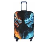 FHEBNDS Housse de bagage motif dragons de glace et de feu, lavable, approuvée par la TSA en élasthanne, élastique, anti-rayures, convient aux bagages de 45,7 à 81,3 cm, Noir , L