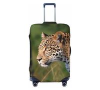 FHEBNDS Housse de bagage motif léopard africain, lavable, approuvée par la TSA en élasthanne, protection anti-rayures, housse de bagage de voyage pour bagages de 45,7 à 81,3 cm, Noir , L