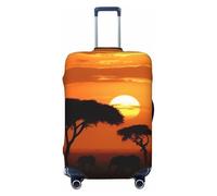 FHEBNDS Housse de bagage Sunset African Savanna lavable approuvée par la TSA en élasthanne élastique anti-rayures pour bagages de voyage de 45,7 à 81,3 cm, Noir , L