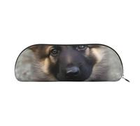 FHEBNDS Jolie trousse de maquillage en cuir avec motif chiot berger allemand pour homme et femme, grande trousse à crayons, pochette à monnaie, trousse de maquillage en cuir avec fermeture éclair