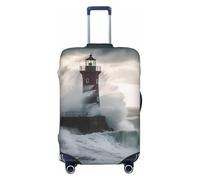 FHEBNDS Lighthouse In Storm Housse de bagage lavable approuvée par la TSA en élasthanne élastique anti-rayures pour bagages de voyage de 45,7 à 81,3 cm, Noir , XL