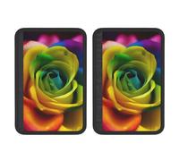 FHEBNDS Lot de 2 housses universelles douces et confortables pour ceinture de sécurité de voiture Motif fleurs arc-en-ciel