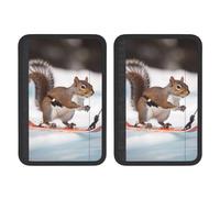 FHEBNDS Lot de 2 housses universelles douces et confortables pour ceinture de sécurité de voiture Motif écureuil de ski