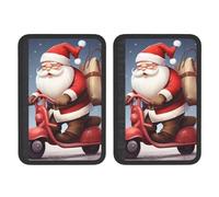 FHEBNDS Lot de 2 housses universelles douces et confortables pour ceinture de sécurité de voiture Motif Père Noël sur scooter