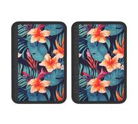 FHEBNDS Lot de 2 housses universelles douces et confortables pour ceinture de sécurité de voiture Motif fleurs tropicales hawaïennes