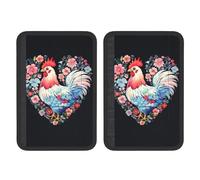 FHEBNDS Lot de 2 housses universelles douces et confortables pour ceinture de sécurité de voiture, motif cœur et poulet, pour sac à dos, épaule, coussin de protection pour harnais, accessoires