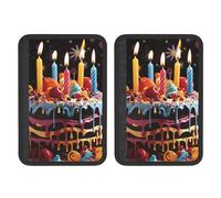 FHEBNDS Lot de 2 housses universelles douces et confortables pour ceinture de sécurité de voiture Motif Happy Birthday Big Cake