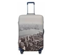FHEBNDS Mumbai City Housse de bagage lavable approuvée par la TSA élastique en élasthanne Protection anti-rayures pour bagages de voyage Convient aux bagages de 45,7 à 81,3 cm, Noir , L