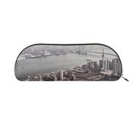 FHEBNDS Mumbai City Trousse de maquillage en cuir avec fermeture éclair pour homme et femme - Grande trousse à crayons - Esthétique - Trousse de maquillage en cuir avec fermeture éclair - Organiseur