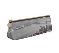 FHEBNDS Mumbai City Trousse de maquillage en cuir avec fermeture éclair pour homme et femme - Grande trousse à crayons - Esthétique - Trousse de maquillage en cuir avec fermeture éclair - Organiseur