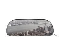 FHEBNDS Mumbai City Trousse de maquillage en cuir avec fermeture éclair pour homme et femme - Grande trousse à crayons - Esthétique - Trousse de maquillage en cuir avec fermeture éclair - Organiseur