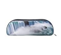 FHEBNDS Niagara Falls - Grande trousse de maquillage en cuir avec fermeture éclair pour homme et femme - Trousse à crayons esthétique - Trousse de maquillage en cuir avec fermeture éclair - Organiseur