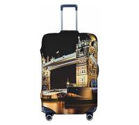 FHEBNDS Night London Tower Bridge Housse de bagage lavable approuvée par la TSA en élasthanne élastique anti-rayures pour bagages de 45,7 à 81,3 cm, Noir , L