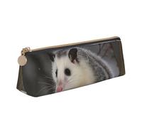 FHEBNDS Opossum Grande trousse de maquillage en cuir avec fermeture éclair pour homme et femme - Trousse à crayons esthétique - Trousse à maquillage en cuir avec fermeture éclair - Organiseur de