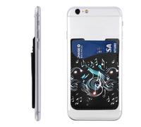 FHEBNDS Portefeuille à coller pour téléphone portable avec notes de musique, étui de téléphone, porte-cartes en cuir pour cartes d'identité, cartes de crédit, pour homme et femme, poche adhésive pour