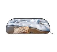 FHEBNDS Sea and Shells Grande trousse de maquillage en cuir avec fermeture éclair pour homme et femme - Trousse à crayons esthétique - Trousse de maquillage en cuir avec fermeture éclair - Organiseur