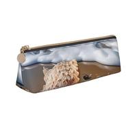 FHEBNDS Sea and Shells Grande trousse de maquillage en cuir avec fermeture éclair pour homme et femme - Trousse à crayons esthétique - Trousse de maquillage en cuir avec fermeture éclair - Organiseur