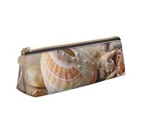 FHEBNDS Seashells by the Seashore Trousse de maquillage pour homme et femme Grande trousse à crayons esthétique, pochette à crayons, porte-monnaie, trousse de maquillage en cuir avec fermeture éclair