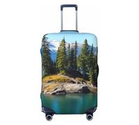 FHEBNDS Spirit Island in Lake Housse de bagage lavable approuvée par la TSA en élasthanne élastique anti-rayures pour bagages de voyage de 45,7 à 81,3 cm, Noir , XL