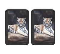 FHEBNDS Tiger Lot de 2 housses universelles douces et confortables pour ceinture de sécurité de voiture Motif animal assis sur un rocher