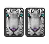 FHEBNDS Tiger Lot de 2 housses universelles douces et confortables pour ceinture de sécurité de voiture avec yeux bleu sarcelle