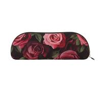 FHEBNDS Trousse de maquillage avec fond rose pour homme et femme - Grande trousse à crayons esthétique, pochette à monnaie, trousse de maquillage en cuir avec fermeture éclair - Organiseur de bureau