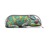 FHEBNDS Trousse de maquillage caméléon pour homme et femme - Grande trousse à crayons esthétique, pochette à crayons, porte-monnaie, trousse de maquillage en cuir avec fermeture éclair - Organiseur de