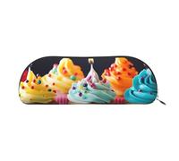 FHEBNDS Trousse de maquillage colorée Happy Birthday Cupcakes pour femmes et hommes, grande trousse à crayons esthétique, pochette à crayons, porte-monnaie, trousse de maquillage en cuir avec