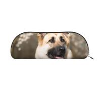 FHEBNDS Trousse de maquillage en cuir avec fermeture éclair pour homme et femme - Motif chien de berger allemand - Grande trousse à crayons - Trousse de maquillage en cuir avec fermeture éclair