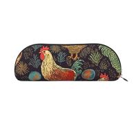 FHEBNDS Trousse de maquillage en cuir avec imprimé poule pour homme et femme - Grande trousse à crayons esthétique - Pochette à monnaie - Trousse de maquillage en cuir avec fermeture éclair