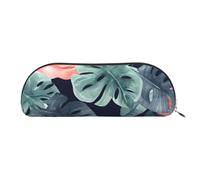 FHEBNDS Trousse de maquillage en cuir avec motif aquarelle monstera pour homme et femme - Grande trousse à crayons esthétique, pochette à monnaie, trousse de maquillage en cuir avec fermeture éclair