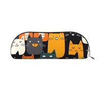 FHEBNDS Trousse de maquillage en cuir avec motif chat animal pour homme et femme - Grande trousse à crayons esthétique - Pochette à monnaie - Trousse de maquillage en cuir avec fermeture éclair